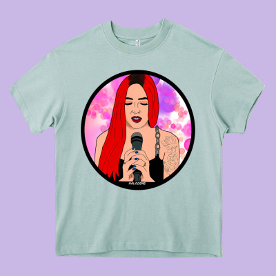 Red Hair Girl Singing Heavy Core Tee Designed By Artchic