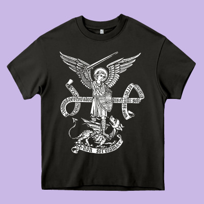 St Michael Archangel Catholic Angel Defend Us Heavy Core Tee Designed By Artchic
