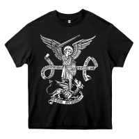 Black st michael archangel catholic angel defend us Heavy Core Tee - ArtChic