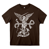 Chocolate Brown st michael archangel catholic angel defend us Heavy Core Tee - ArtChic