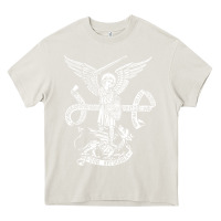 Cream st michael archangel catholic angel defend us Heavy Core Tee - ArtChic