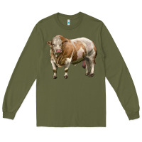Army Green simmental bull Long Sleeve Tee - LillyAllenDesigns