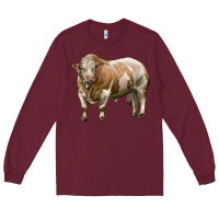 Burgundy simmental bull Long Sleeve Tee - LillyAllenDesigns