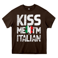 Chocolate Brown Kiss Me I'm Italian Heavy Core Tee - ArtChic