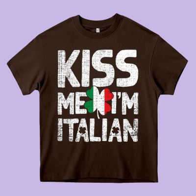 Kiss Me I'm Italian Heavy Core Tee Designed By Artchic