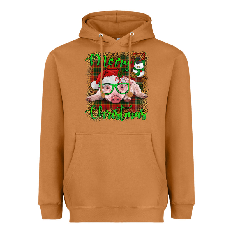 Merry Christmas Baby Pig Heavyweight Hoodie by RanaPortraitStore | Teevron