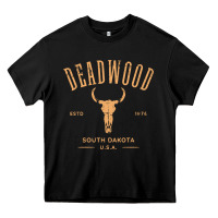 Deadwood South Dakota Usa Vintage Distressed Style Design Long Sleeve Heavy Core Tee | Teevron