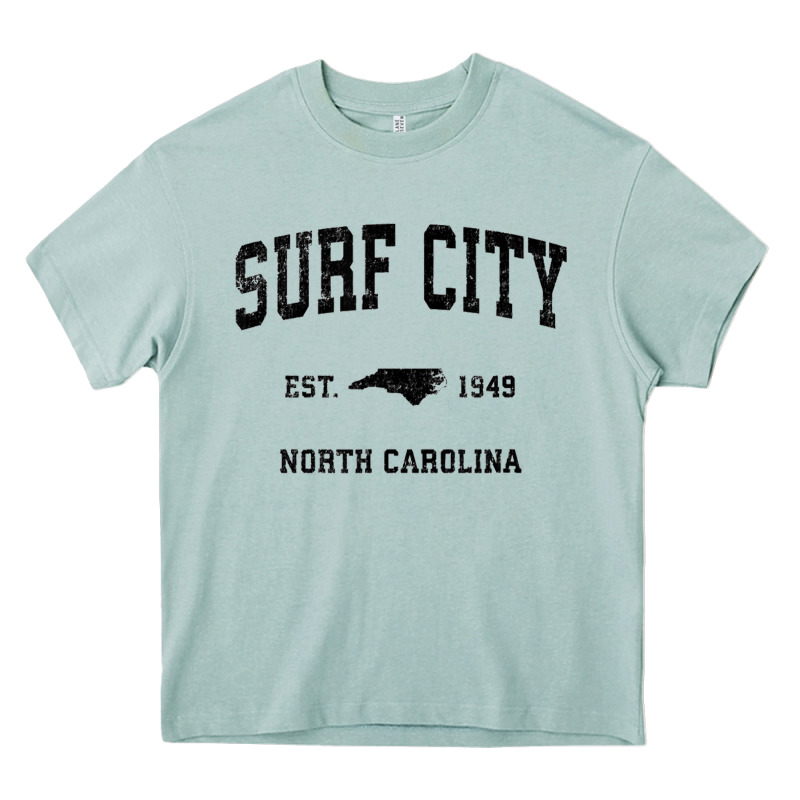 Surf City North Carolina Nc Vintage Sports Design Black Prin Heavy Core Tee by StudioElite | Teevron