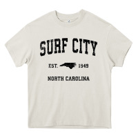 Cream Surf City North Carolina Nc Vintage Sports Design Black Prin Heavy Core Tee - StudioElite