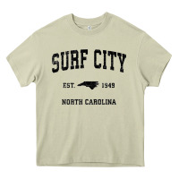 Mossy Surf City North Carolina Nc Vintage Sports Design Black Prin Heavy Core Tee - StudioElite