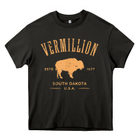 Asphalt vermillion south dakota bison distressed design t shirt Heavy Core Tee - StudioElite