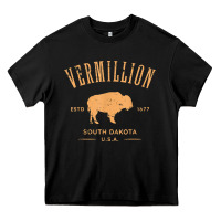 Black vermillion south dakota bison distressed design t shirt Heavy Core Tee - StudioElite