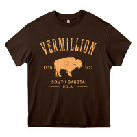 Chocolate Brown vermillion south dakota bison distressed design t shirt Heavy Core Tee - StudioElite
