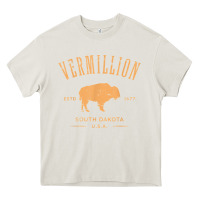 Cream vermillion south dakota bison distressed design t shirt Heavy Core Tee - StudioElite