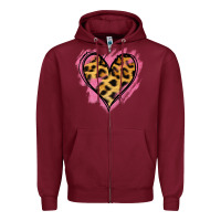Burgundy Leopard Pink Glitter Heart Zipper Hoodie - Jasminsmagicworld