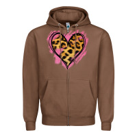 Chestnut Leopard Pink Glitter Heart Zipper Hoodie - Jasminsmagicworld