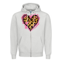 Dove Grey Leopard Pink Glitter Heart Zipper Hoodie - Jasminsmagicworld