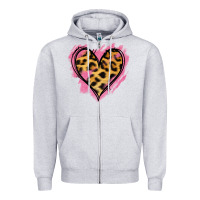 Heather Grey Leopard Pink Glitter Heart Zipper Hoodie - Jasminsmagicworld