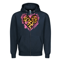 Navy Leopard Pink Glitter Heart Zipper Hoodie - Jasminsmagicworld