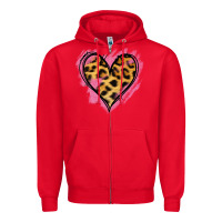 Red Leopard Pink Glitter Heart Zipper Hoodie - Jasminsmagicworld