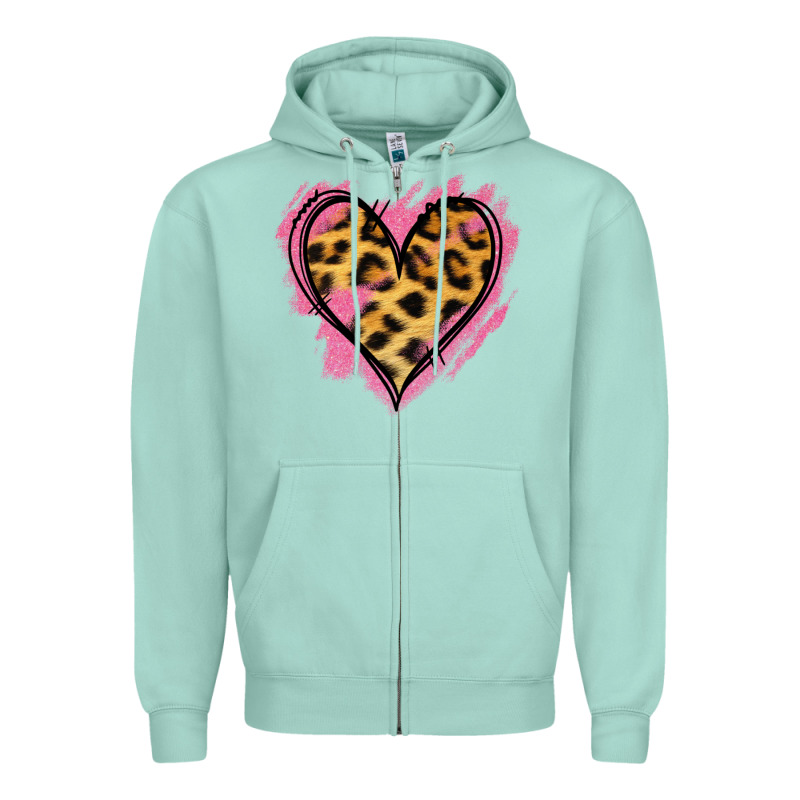 Leopard Pink Glitter Heart Zipper Hoodie by Jasminsmagicworld | Teevron