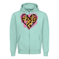 Seafoam Leopard Pink Glitter Heart Zipper Hoodie - Jasminsmagicworld
