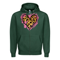 Sports Green Leopard Pink Glitter Heart Zipper Hoodie - Jasminsmagicworld