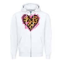 White Leopard Pink Glitter Heart Zipper Hoodie - Jasminsmagicworld