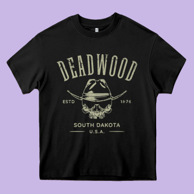 Deadwood South Dakota Usa Distressed Skull Design Souvenir Premium T S Heavy Core Tee Designed By Studioelite