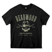 Black deadwood south dakota usa distressed skull design souvenir premium t s Heavy Core Tee - StudioElite