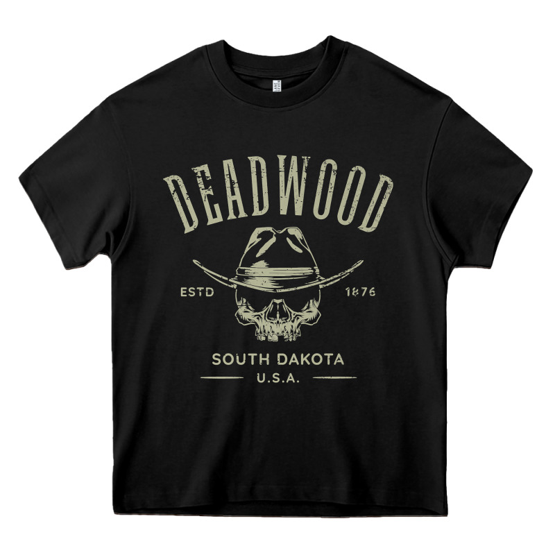 Deadwood South Dakota Usa Distressed Skull Design Souvenir Premium T S Heavy Core Tee by StudioElite | Teevron
