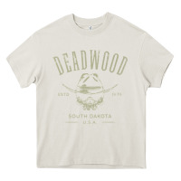 Cream deadwood south dakota usa distressed skull design souvenir premium t s Heavy Core Tee - StudioElite