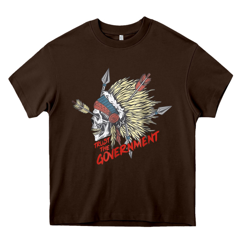 Trust The Government Skull Native American Chief Native T Shirt Heavy Core Tee by StudioElite | Teevron