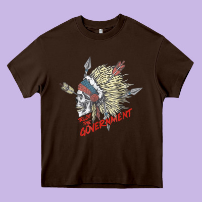 Trust The Government Skull Native American Chief Native T Shirt Heavy Core Tee Designed By Studioelite