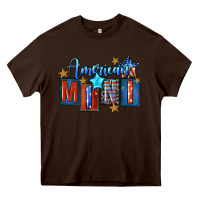 Chocolate Brown American mini 4th of july Heavy Core Tee - FaDigitalArtStudio