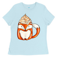 Baby Blue coffee cups animal Ladies Tee - CowhideDigitalArt
