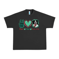Pigment Black Peace Love Border Collie Urban Heavy Tee - Jasminsmagicworld