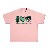 Salmon Peace Love Border Collie Urban Heavy Tee - Jasminsmagicworld