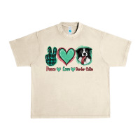 Sandshell Peace Love Border Collie Urban Heavy Tee - Jasminsmagicworld