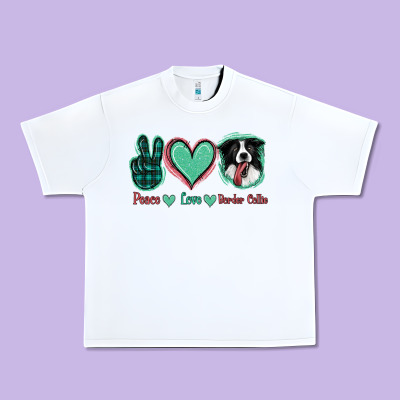 Peace Love Border Collie Urban Heavy Tee Designed By Jasminsmagicworld