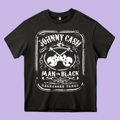Johnny Cash Man In Black Heavy Core Tee Designed By Studioelite