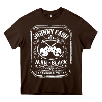 Chocolate Brown johnny cash man in black Heavy Core Tee - StudioElite