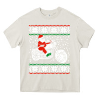Cream santa ridin motocycle Heavy Core Tee - StudioElite