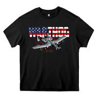 Black Military Airplane A-10 Warthog American Flag Heavy Core Tee - StudioElite