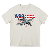 Cream Military Airplane A-10 Warthog American Flag Heavy Core Tee - StudioElite