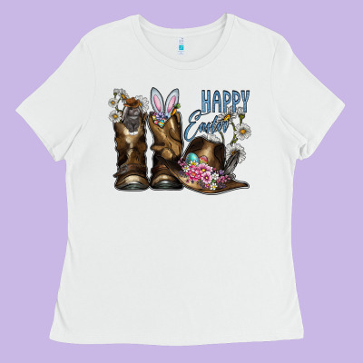 Happy Easter Ladies Tee Designed By Cowhidedigitalart