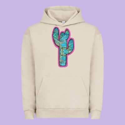 Western Turquoise Cactus Urban Hoodie Designed By Ranaportraitstore