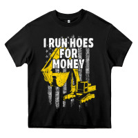 Black heavy equipment operator i run hoes for money usa flag t shirt Heavy Core Tee - StudioElite