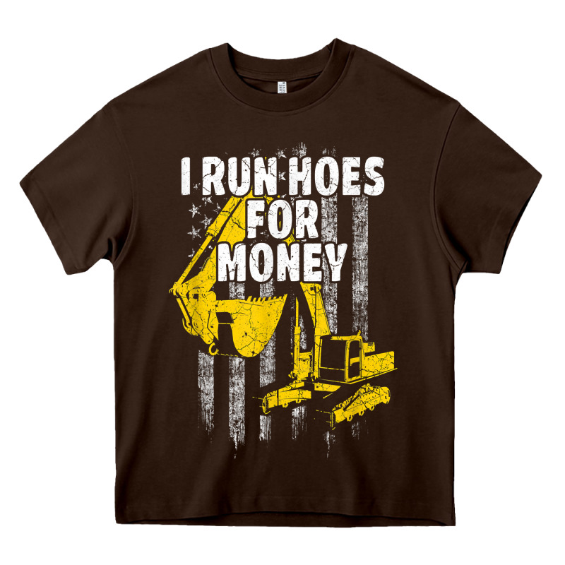Heavy Equipment Operator I Run Hoes For Money Usa Flag T Shirt Heavy Core Tee by StudioElite | Teevron