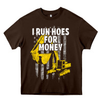 Chocolate Brown heavy equipment operator i run hoes for money usa flag t shirt Heavy Core Tee - StudioElite